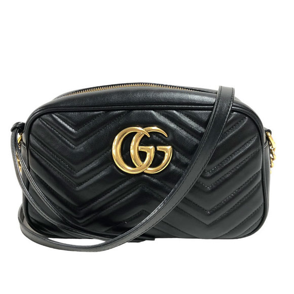 Gucci GG Marmont Quilted Small Shoulder Leather Black - Picture 1 of 10